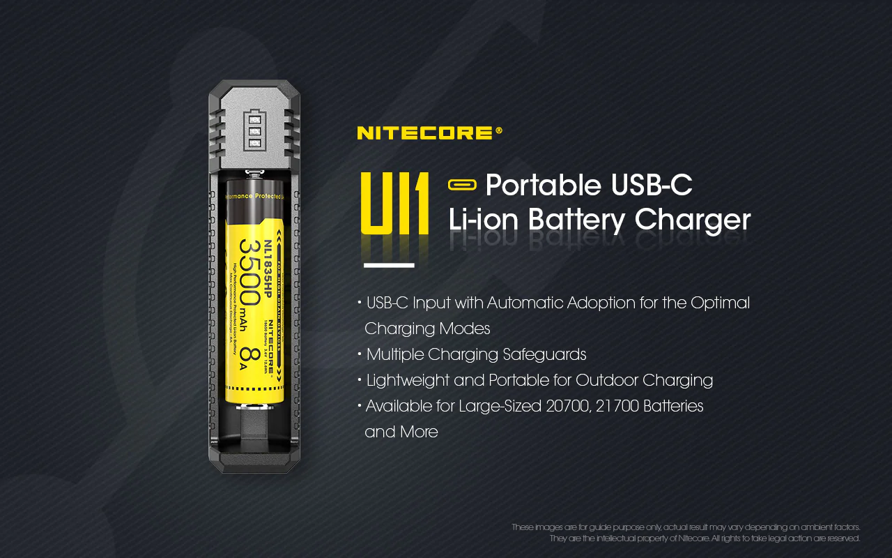 Nitecore UI1 USB-C Charger, for 18650, 21700, 18350, 20700 etc Batteries - Image 2