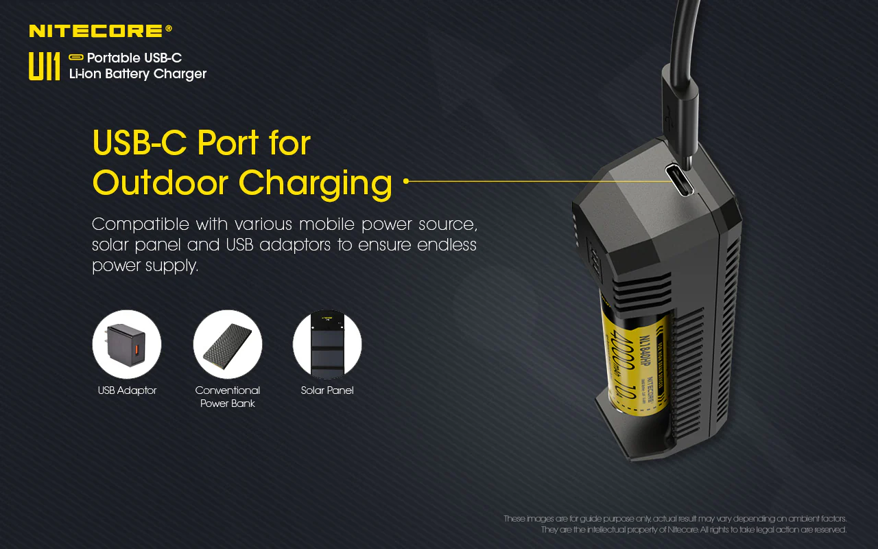 Nitecore UI1 USB-C Charger, for 18650, 21700, 18350, 20700 etc Batteries - Image 5