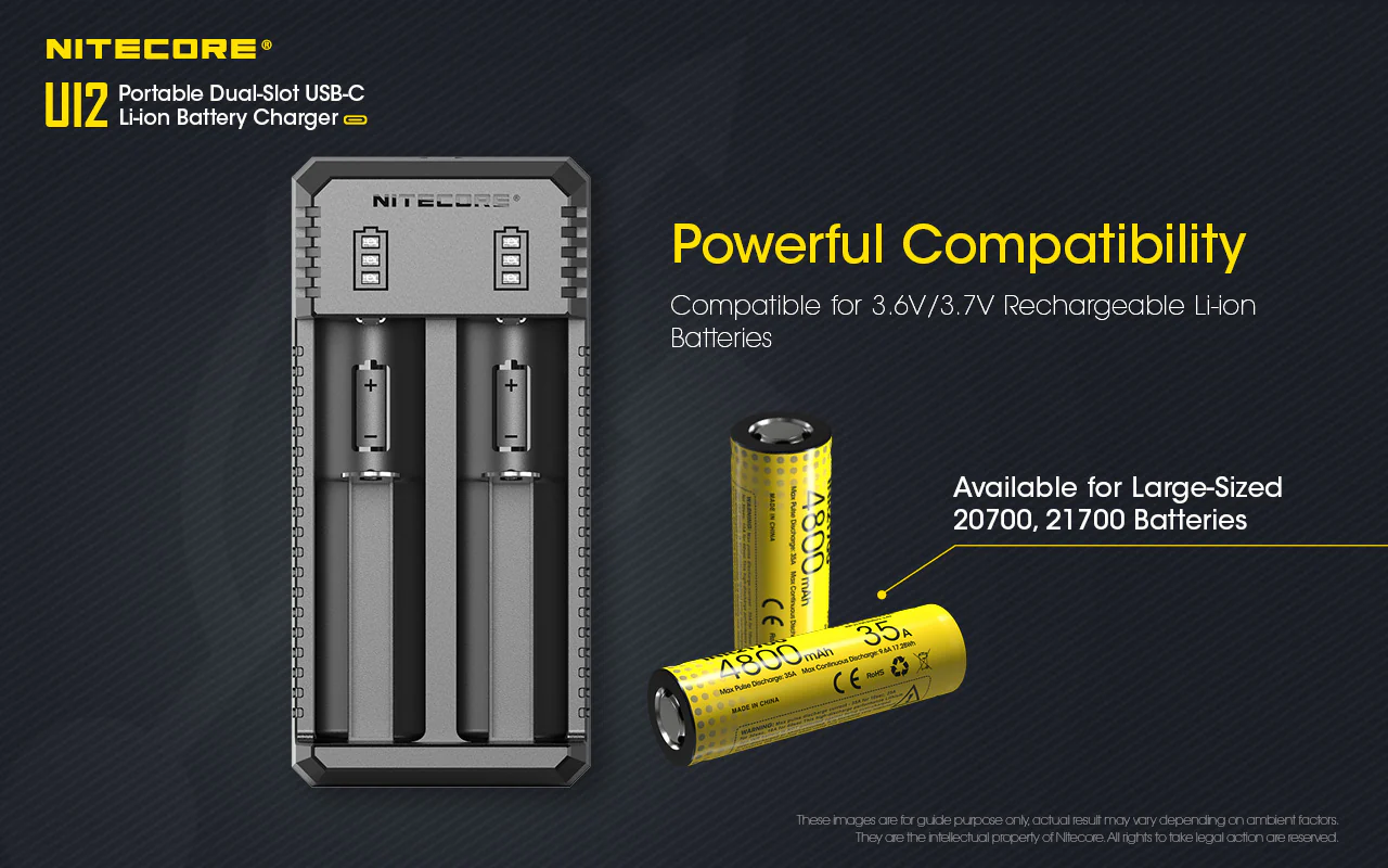 Nitecore UI2 Dual-Slot USB-C Charger, for 18650, 21700, 18350, 20700 Batteries - Image 4