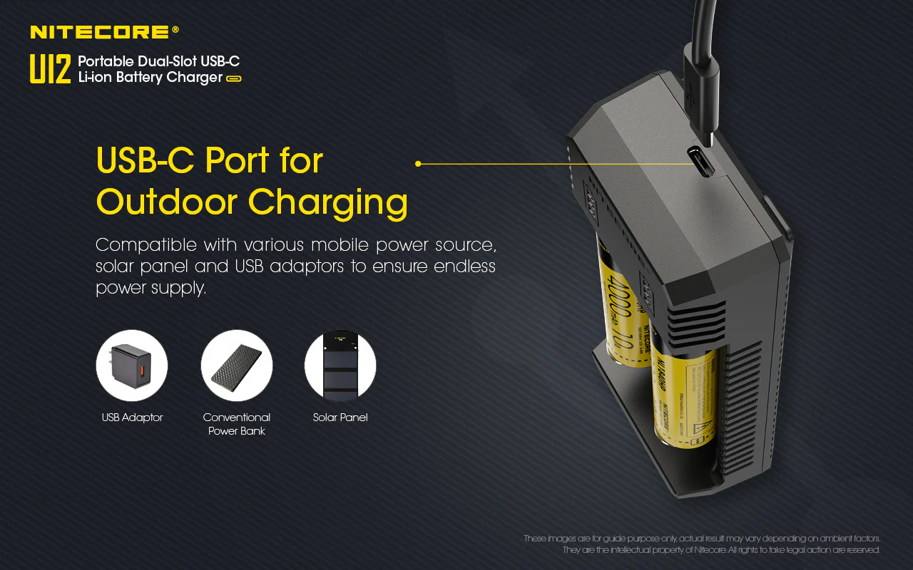 Nitecore UI2 Dual-Slot USB-C Charger, for 18650, 21700, 18350, 20700 Batteries - Image 6