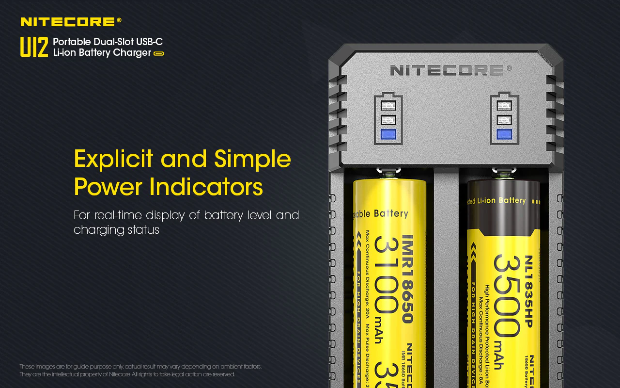 Nitecore UI2 Dual-Slot USB-C Charger, for 18650, 21700, 18350, 20700 Batteries - Image 7