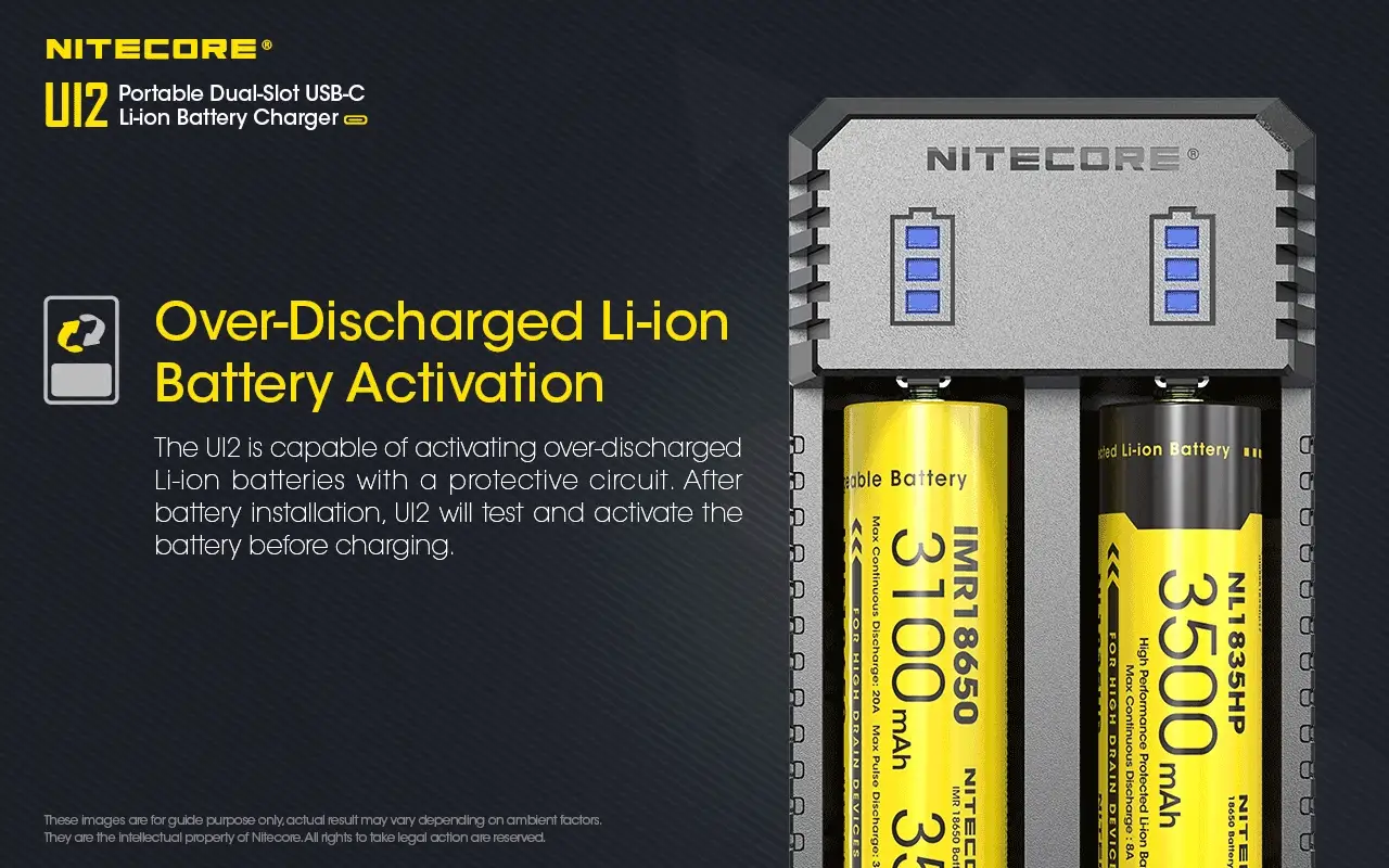 Nitecore UI2 Dual-Slot USB-C Charger, for 18650, 21700, 18350, 20700 Batteries - Image 8