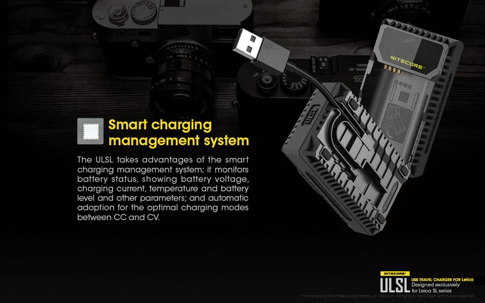 Nitecore ULSL USB Camera Charger for Leica SL Series BP-SCL4 Batteries - Image 5
