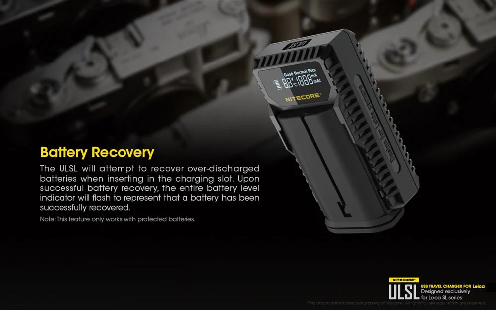 Nitecore ULSL USB Camera Charger for Leica SL Series BP-SCL4 Batteries - Image 8