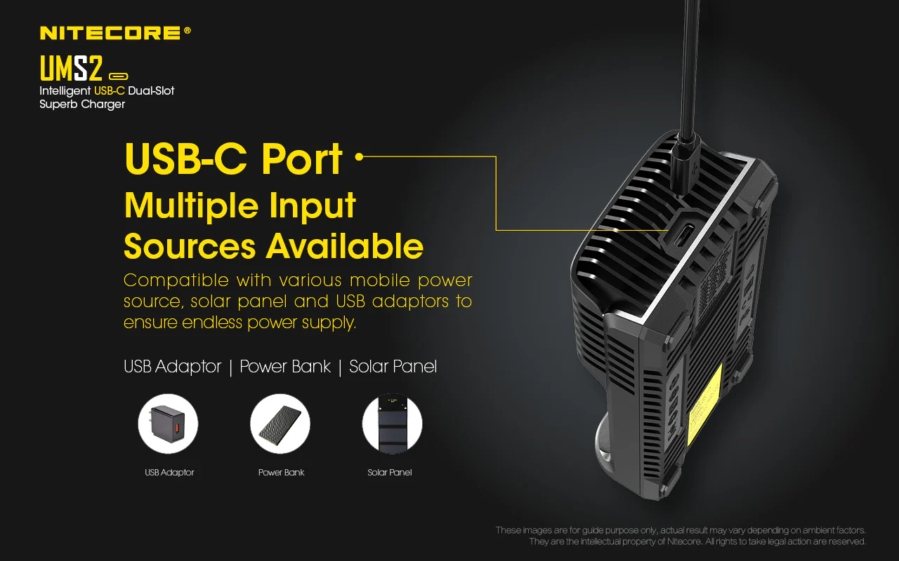 Nitecore UMS2 Dual-Slot USB-C Fast Charger, for 18650, 21700 batteries - Image 10