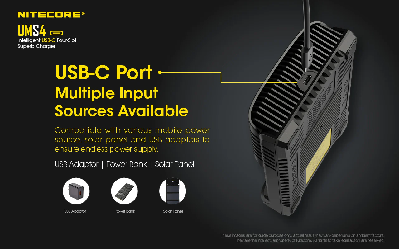Nitecore UMS4 USB Four-Slot USB-C Fast Charger, for 18650, 21700 Batteries - Image 10