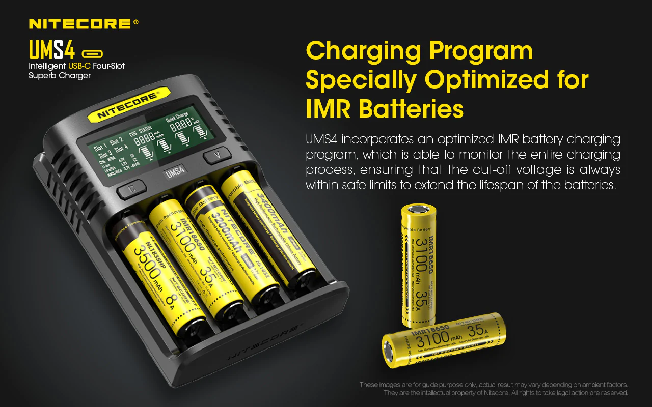 Nitecore UMS4 USB Four-Slot USB-C Fast Charger, for 18650, 21700 Batteries - Image 5