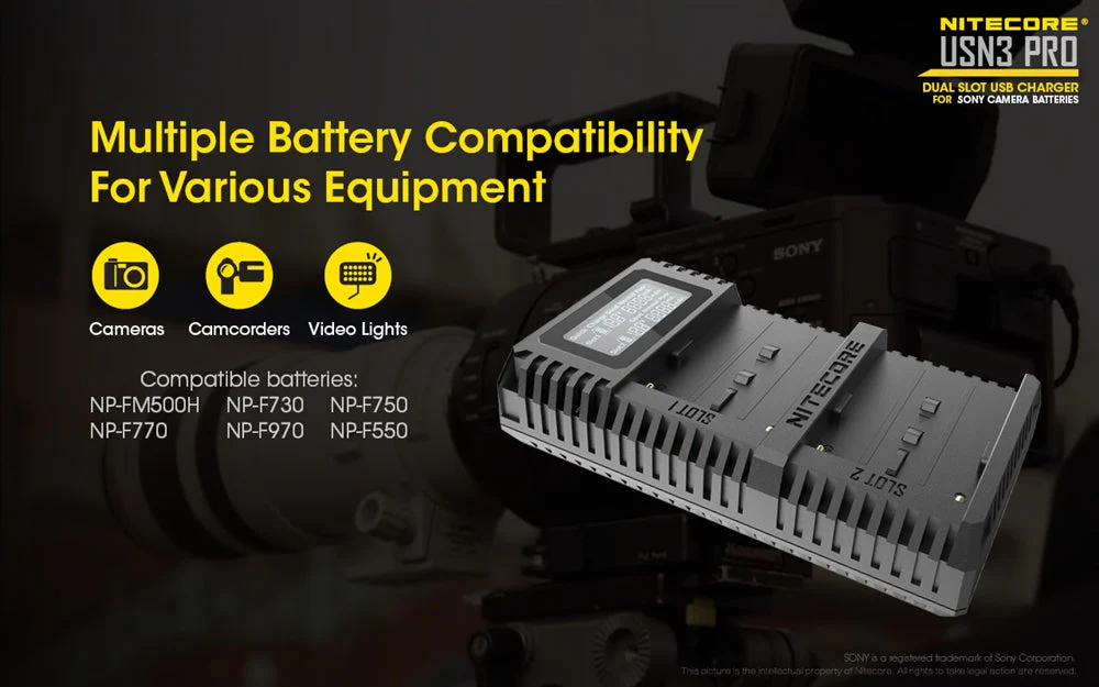 Nitecore USN3 Pro Dual-Slot USB Charger, for Sony Camera Batteries - Image 5