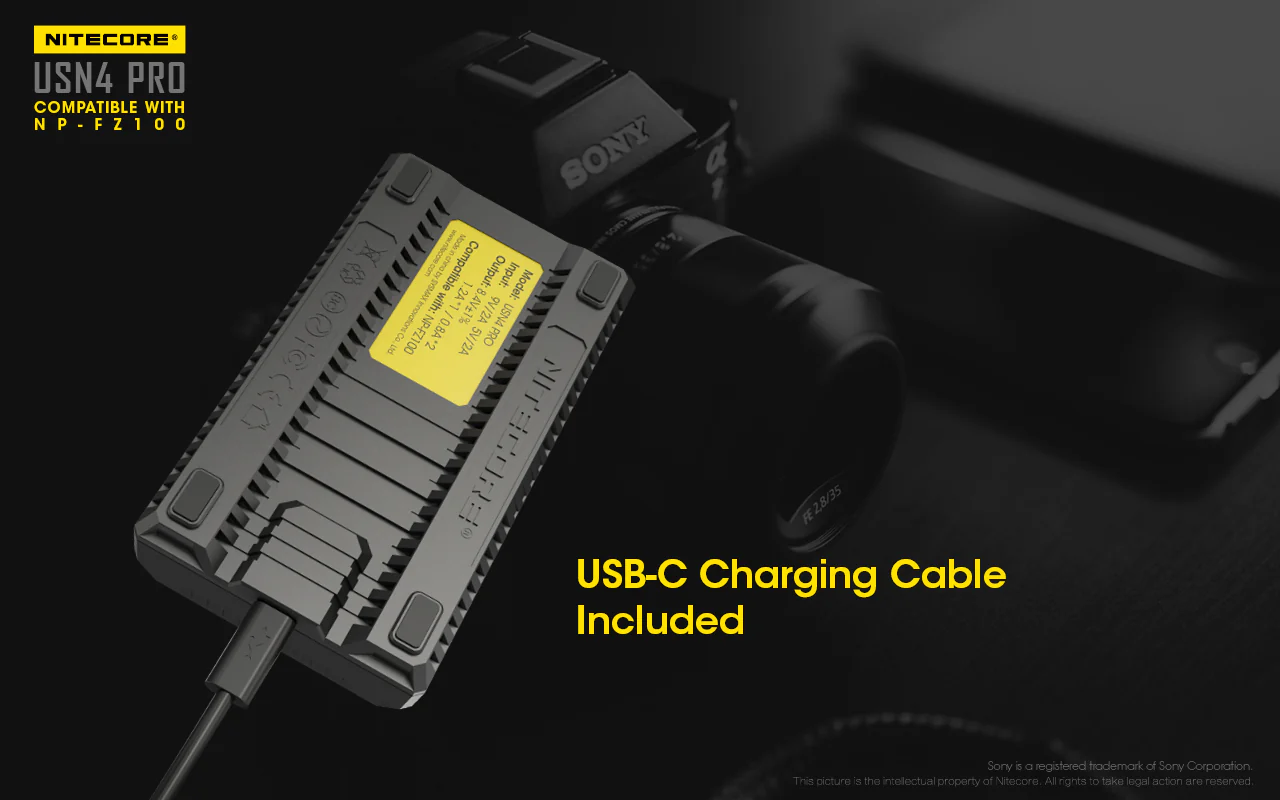 Nitecore USN4 Pro Dual-Slot USB-C Camera Charger, for Sony NP-FZ100 Batteries - Image 11