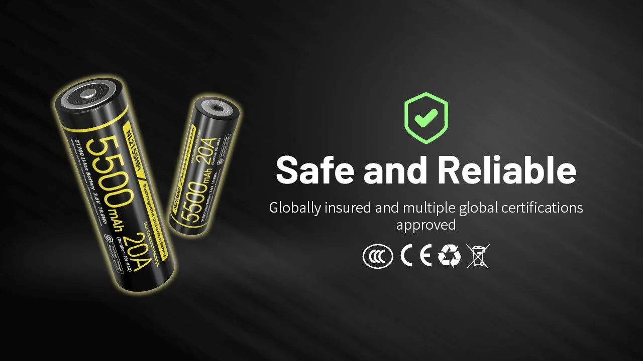 Nitecore NL2155HPi 5500mAh Rechargeable 21700 Battery for i Series (P20iX, P23i, SRT7i, and More) - Image 10