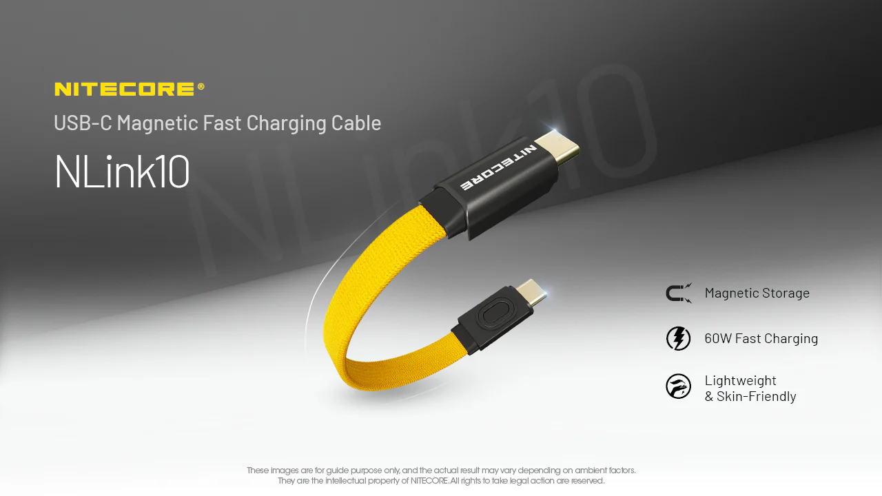 Nitecore NLink10 PD QC Fast Charging USB-C Cable with Gold-Plated Magnetic Connectors - Image 2