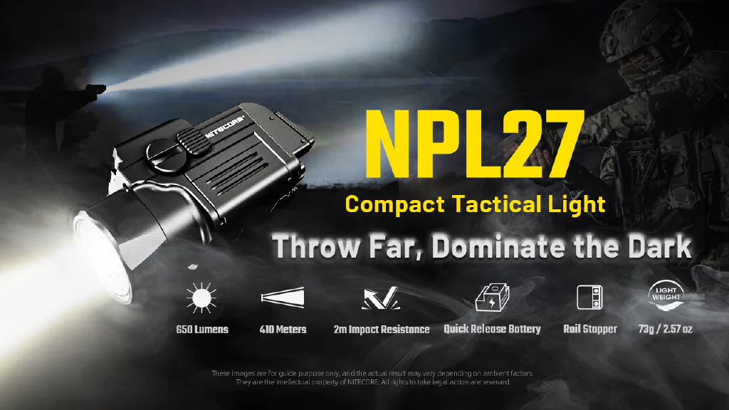 Nitecore NPL27 650 Lumen Rechargeable Long-Throw Compact Rail Mount Flashlight - Image 2
