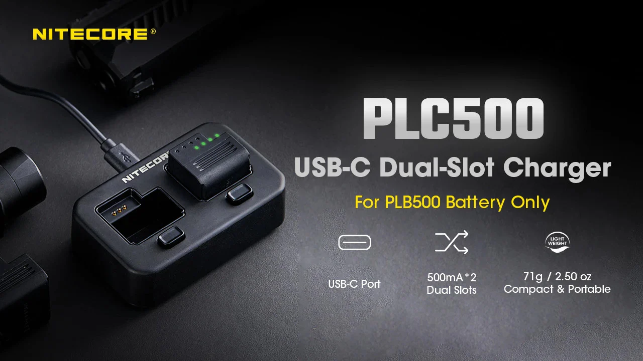 Nitecore PLC500 USB-C Dual-Slot Charger for the PLB500 Battery - Image 2
