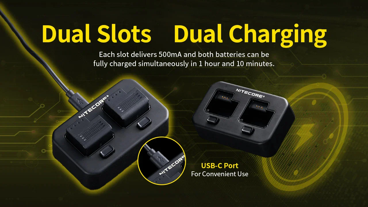 Nitecore PLC500 USB-C Dual-Slot Charger for the PLB500 Battery - Image 3