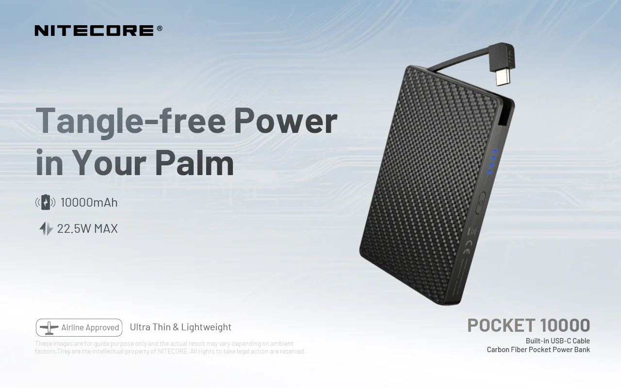 Nitecore Pocket 10000 USB-C Power Bank with Built-In Cable - Image 2