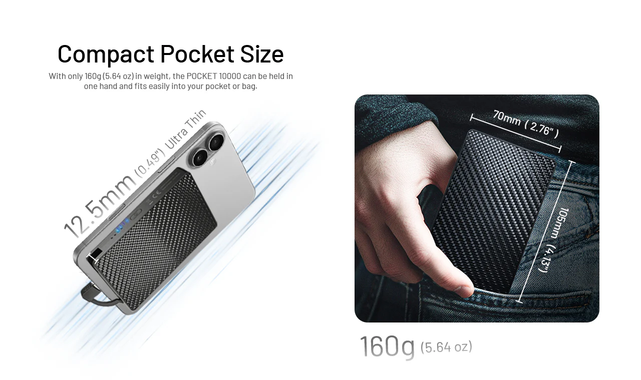 Nitecore Pocket 10000 USB-C Power Bank with Built-In Cable - Image 3
