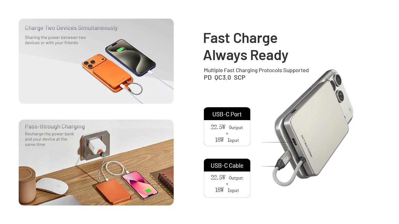 Nitecore POCKET 5 5000mAh Magnetic Power Bank with Built-In Cable - Image 14
