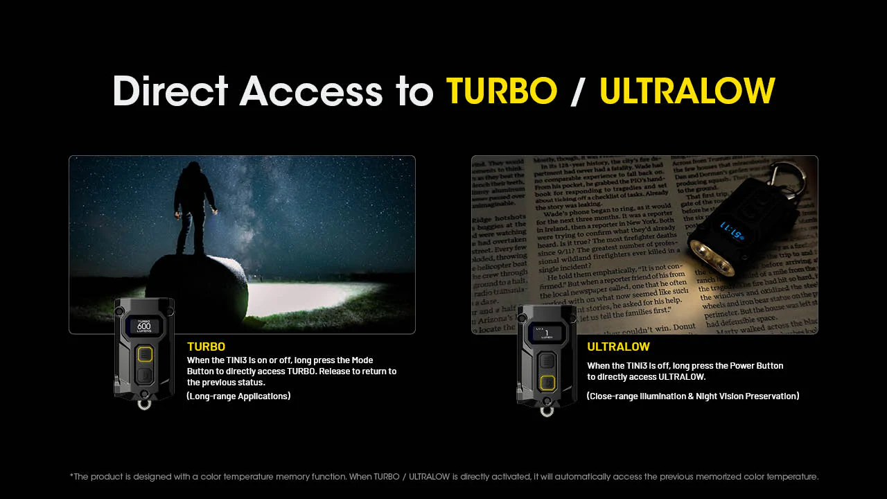 Nitecore TINI 3 600 Lumen Multi-Color Rechargeable Keychain Flashlight - Image 9